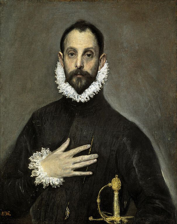 El caballero de la mano en el pecho, 1580, El Greco - Follow me, Muse La fuerza hipnotizante de los retratos del Greco llega a su cima en esta obra sobria y psicológica. Delante de ella, la mirada impenetrable y el gesto elegante del perfecto hidalgo castellano parecen gritar desde el otro lado el "follow me" de la banda británica.
