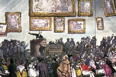 Sala de subastas de Christie`s en 1808.