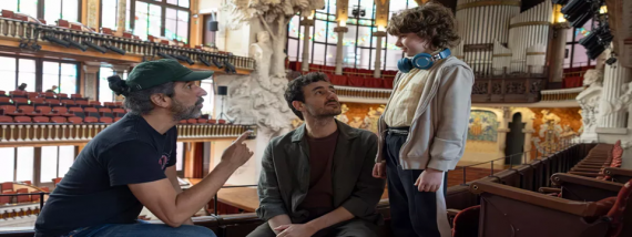 Ruiz Caldera junto a Miki Esparbé y Jordi Catalán durante el rodaje de 'Wolfgang'